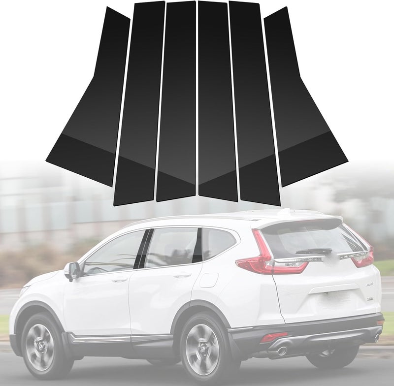 BASIKER Fit for 2017 to 2022 CR-V Pillar Post Trim Kit, Door Window B Pillar Glossy Black Cover, Strong Toughness PC Material, Door Pillar Moldings Stickers Set - Image 1